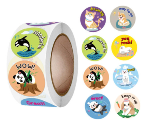 * 500 Pegatinas Redondas De Animales For Decoración, A