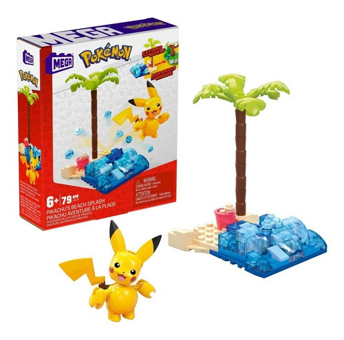 Diversão Na Praia Do Pikachu 79 Peças Pokémon Mega - Mattel
