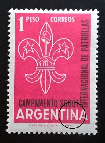Argentina Scout, Sello Gj 1204 Error Linea 1961 Mint L13109