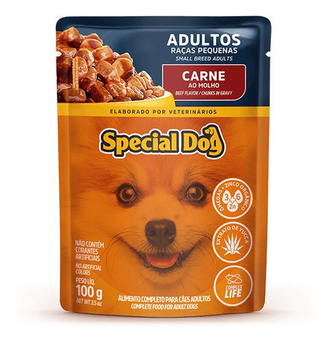 Alimento Special Dog Premium para cão adulto de raça pequena sabor carne ao molho em saco de 100g