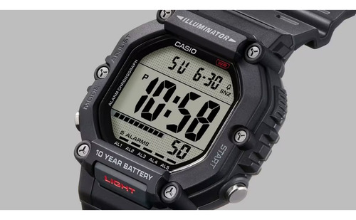 Relógio digital Casio Illuminator AE-1600h-1AV masculino com pulseira preta moldura preta