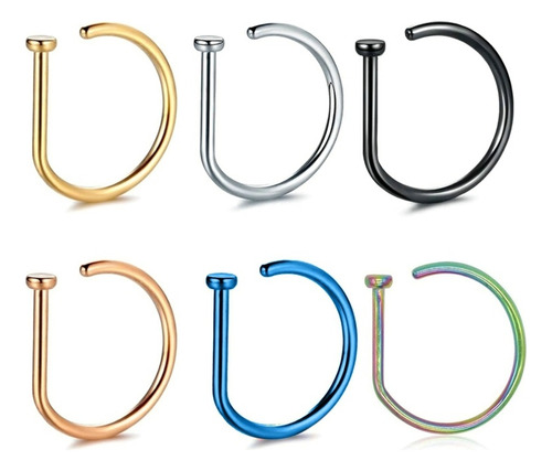 5 Uds. Anillos De Nariz Falsos En Forma De D, Moda Punk