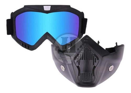 Imagen 6 de 6 de Mascara Antiparras Proteccion Moto Airsoft Casco Negro Duro