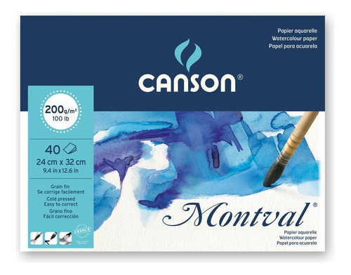 Canson Montval Block 200 Grs Grano Fino 24 X 32 Cm 40 Hojas