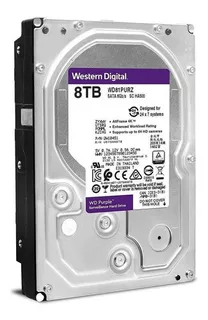 DISCO DURO SATA 8TB 3.5 INTERNO WESTERN DIGITAL PURPLE 5400 COLOR PLATEADO