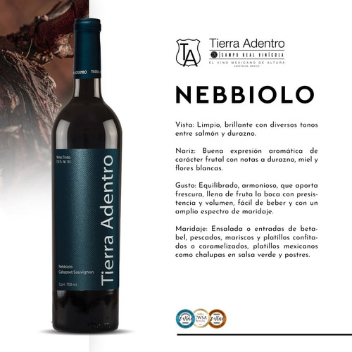 Vino Tinto Tierra Adentro Nebbiolo 750ml