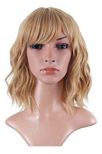 Pelucas - Aneshe Women's Mix Blonde Wig Short Fluffy Cur