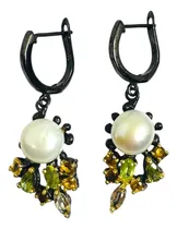 Comprar Únicos Aros Plata 925 Perlas Cultivadas Peridoto Citrino Nat