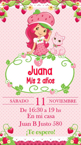 Kit Imprimible Invitación Digital Personalizada Frutillita
