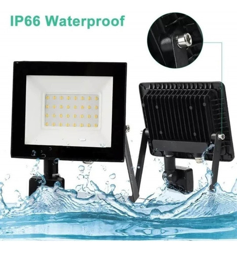 Foco Led Exterior Con Sensor Movimiento 30w Ip66 / 003163 Carcasa Negro Luz Blanco frío
