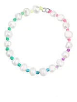 Comprar Pulcera Multicolor De Perlas + Aretes Tipo Tous De Plata 925