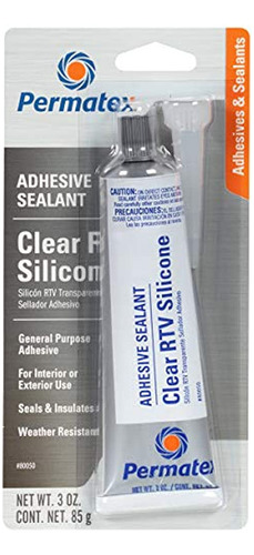 Permatex 80050 Clear Rtv Sellador Adhesivo De Silicona, 3 Oz