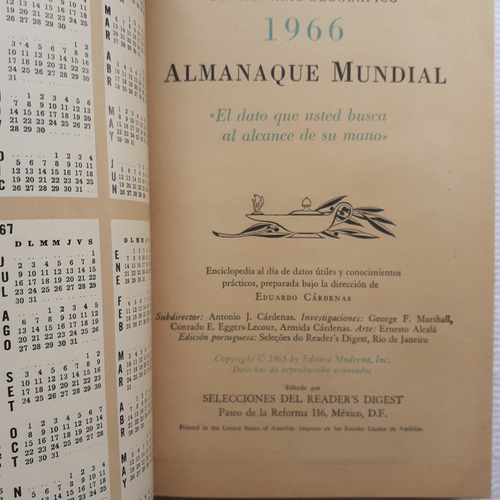 Libro - Almanaque Mundial 1966 (selecciones Reader's Digest) (Usado)