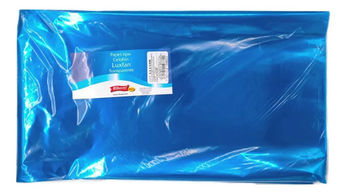 Paquete Papel Celofán Luxfan De Color 100x90 Cm C/25 Pza Turquesa
