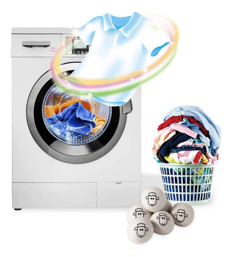 Bolas Secadoras De Lana Xl Reutilizables, Paquete De 6 Unida