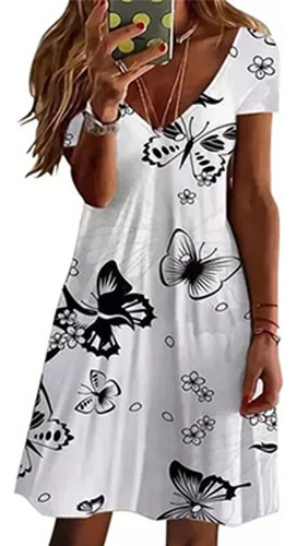 Vestido Sexy De Manga Corta De Cuello V Vestido De Playa