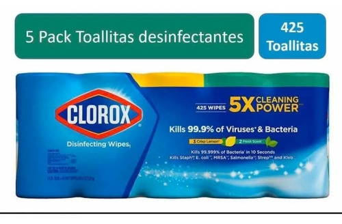 Clorox Toallitas Desinfectantes Pack 5 Botes, Envío Gratis! 