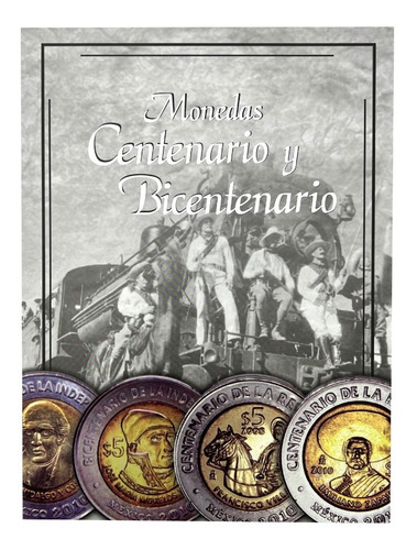 Álbum Para Monedas $5 Pesos Centenario Y Bicentenario México