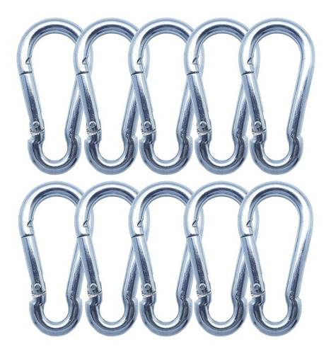 Imagem 2 de 5 de Mosquetão Engate Rápido Aço Inox 7mm X 70mm - 10 Unidades