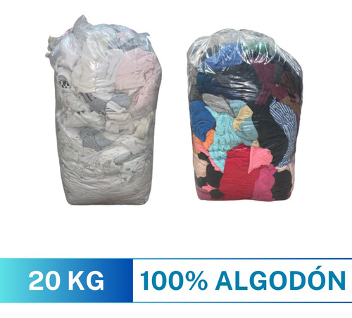 Trapo Industrial 100% Algodón - Camiseta Color Y Blanca