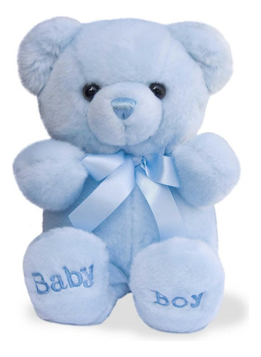 Oso De Peluche Bautizo Baby Shower Bebe Pequeño Cute Color Azul Claro