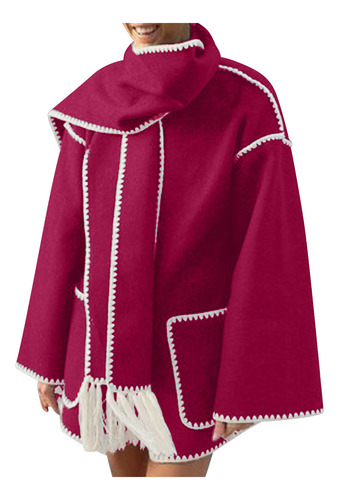 Jaqueta Feminina De Lã De Inverno Espessada E Folgada Tassel
