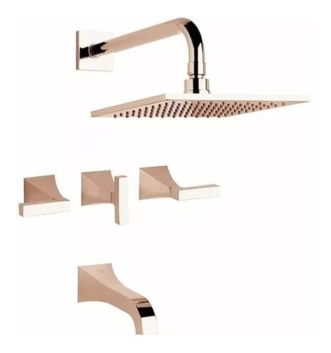 Combo Griferia Fv Baño Completo Lever Urbano Rose Gold H3