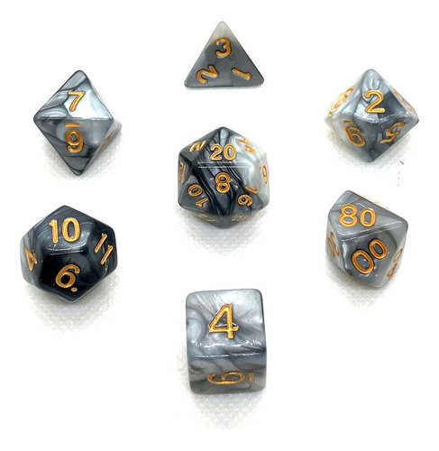 Set 7 Dados Rol - Istar Gris Marmolado Muy Lejano