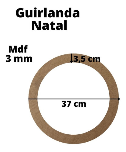 Guirlanda/ Aro Redonda Natal 35cm Mdf 3mm - 10 Peças