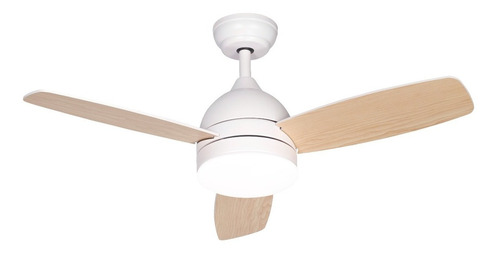 Ventilador De Techo Decorativo 422c Blanco Y Madera Luz 24w