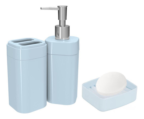 Kit Acessório Banheiro Lavabo 3pc Splash Coza - Azul