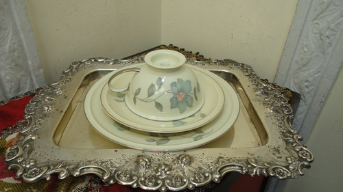 Trio Taza Te Porcelana Rosenthal Antiguo Realce Plata Vealo