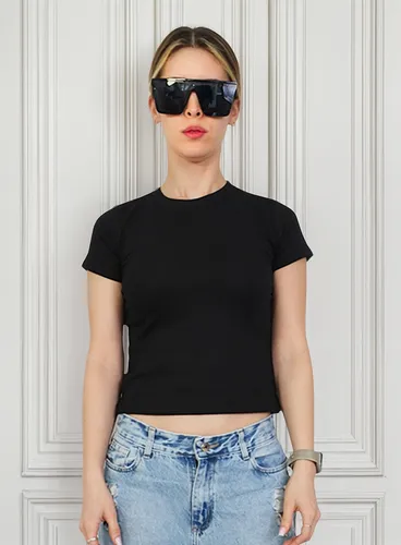 Remera Crop Top Basica Ajustada Mujer Tendencia Moda Babytee