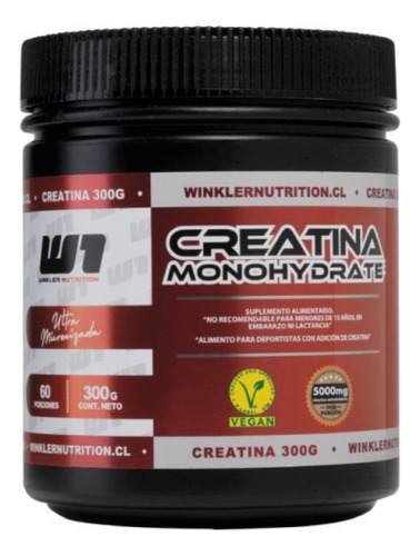 Creatina Monohidrato Vegano Winkler 60 Svs - Frasco 300 Gr Sin Sabor