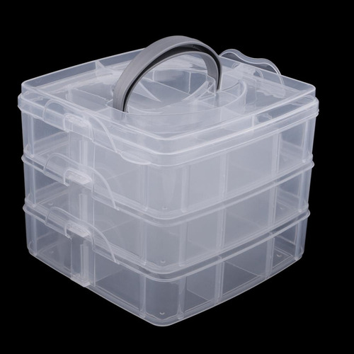 2x Caja De Almacenamiento De 3 Capas Joyas Nail Art Craft