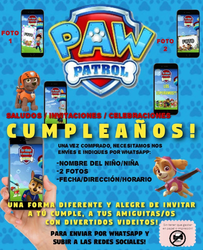 Invitación Animada Digital De Cumple - Paw Patrol !  