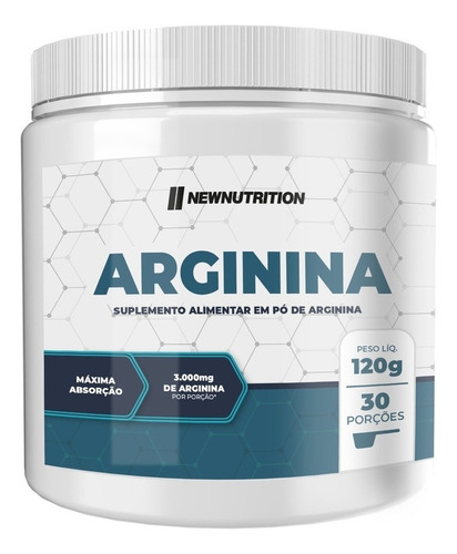 Arginina 120g 30doses Vasodilatador Newnutrition Sabor arginina 120g 30doses new nutrition sem sabor