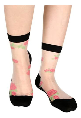 Calcetines Transparentes Negros Para Mujer Y Niña, Calcetine