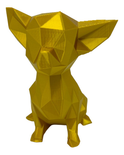 Perro Chihuahua Escultura Poligonal Decorativa 10 Cm Dorado