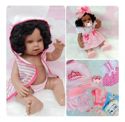 Boneca Reborn Negra Pronta Entrega Corpo Em Silicone Macio