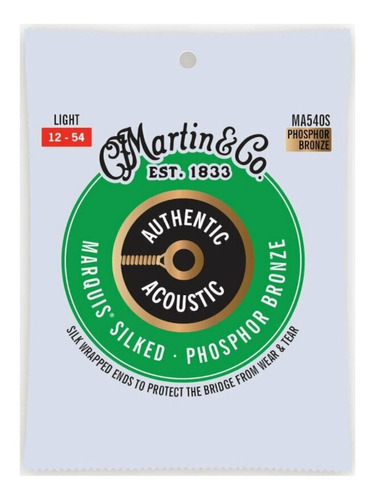 Cuerda de guitarra Martin MA-540S de acero, cuerda sedada, 012