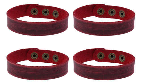 Juego De Pulseras Retro De Piel De Vaca Roja Para Bricolaje