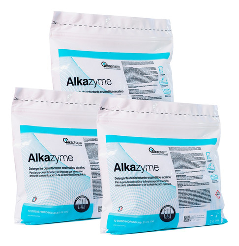 3 Alkazyme® Detergente Enzimatico Desinfectante De 20gr C/u