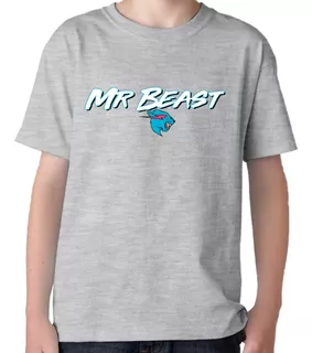 Remera Gris Niño Sublimada Personalizada Mr Beast