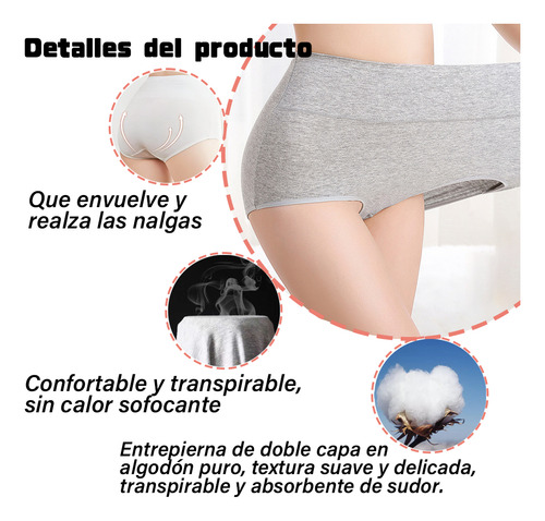 Bragas De Algodón De Cintura Alta De Talla Grande Para Mujer