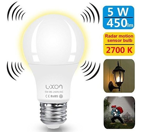 Luxon Foco Luz Con Sensor De Movimiento. Bombillo Led 5w