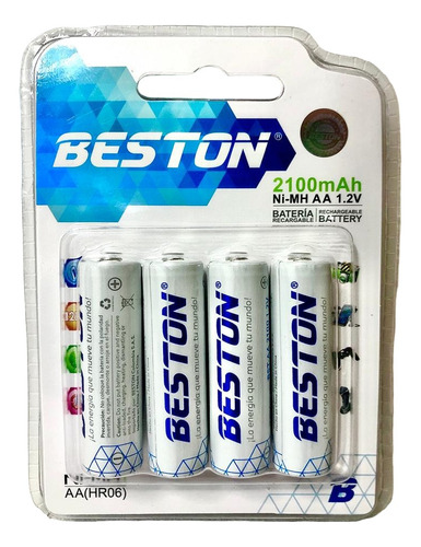 Bateria Pila Recargable Beston Aa X4 2100mah 1.2v Aa(hr06)