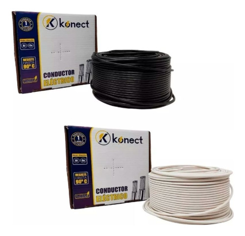 Cable Electrico Cca Konect Calibre 10 Blanco Negro 100m 2pzs