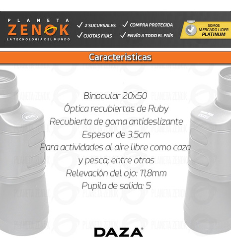 Binoculares 20x50 Potentes + Funda Negra Largavistas Daza