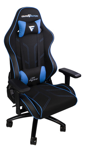 Silla Gamer Cgc600-v2 Negro/azul Game Factor Hasta 150 Kg Estructura Metálica Fabricado En Tela.
